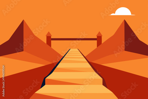 desert bridge to another dimension vector illustration background