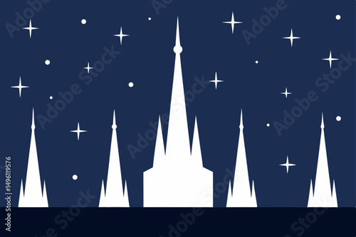 ivory spires over the sea of stars vector illustration background