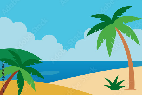 hand drawn tropical shore wallpaper vector illustration background