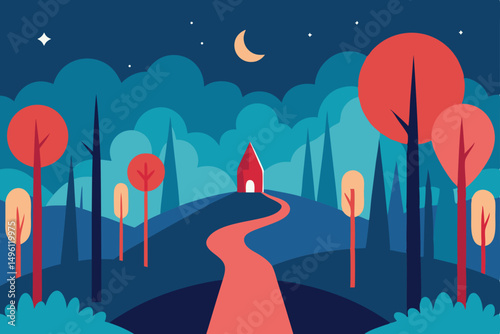 journey through the dream forest vector illustration background