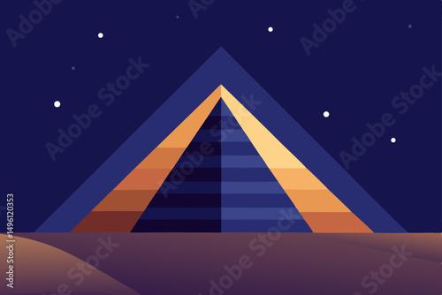 fantasy pyramid with star sky UHD vector illustration background