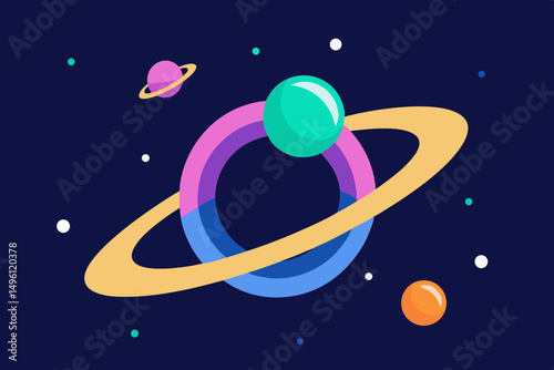 rings of time in a cosmic garden vector illustration background