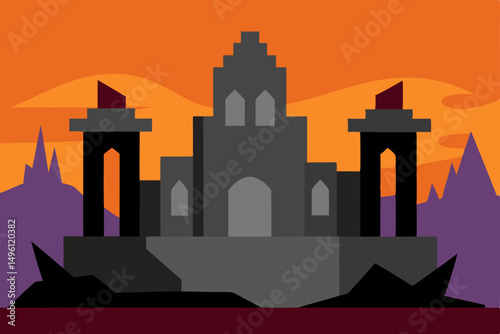 ruins of the airborne kingdom vector illustration background