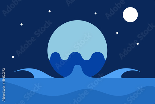 when water rises to the moon vector illustration background