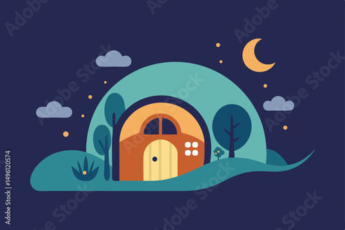 whimsical hollow where dreams rest vector illustration background