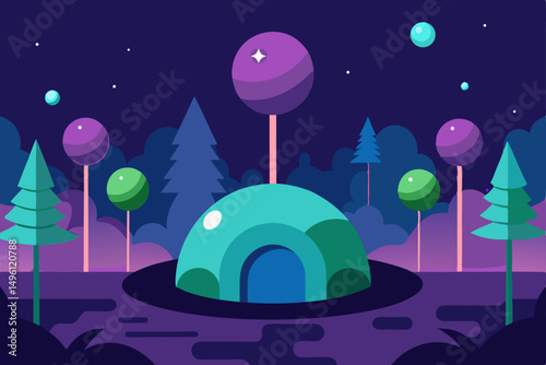 cradle of the multiverse forest vector illustration background