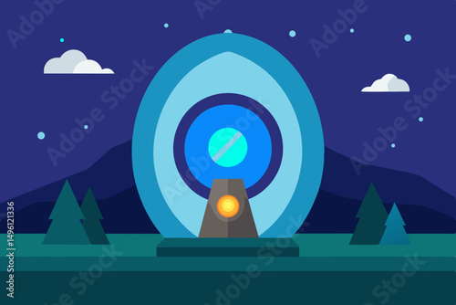 Time portal in the middle of nature mystical temporal gate vector illustration background