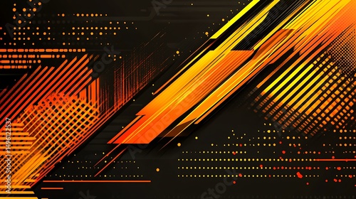 Abstract Orange Yellow Lines Background.