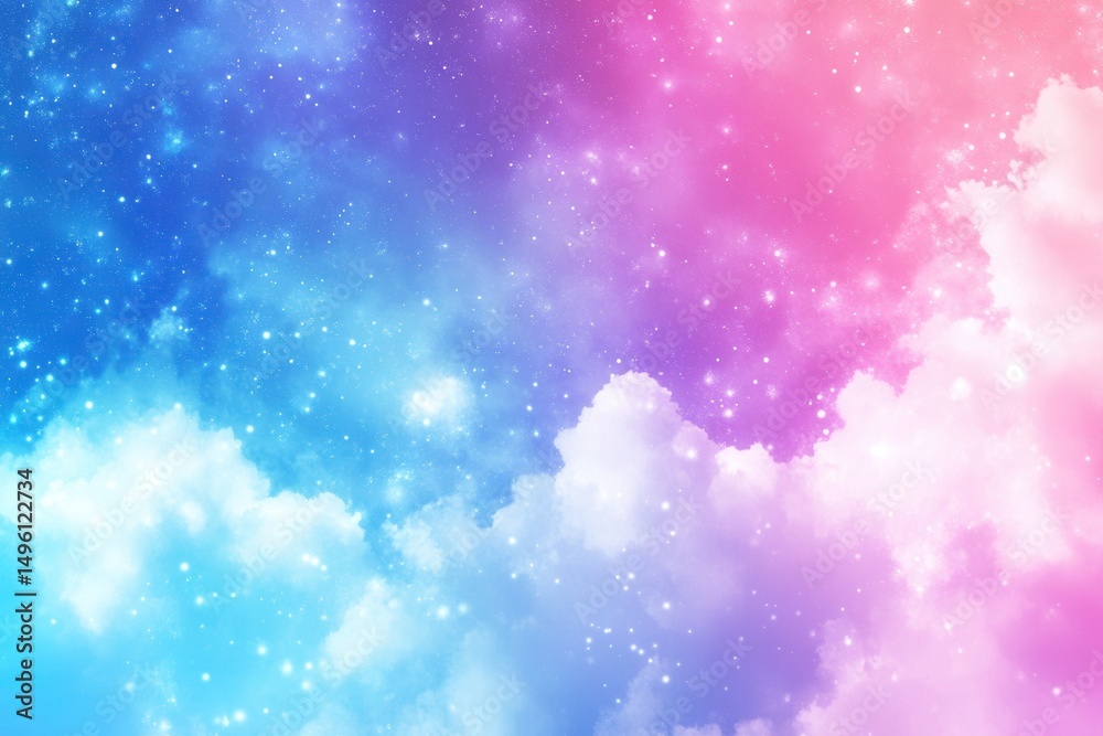 Fototapeta premium Pastel Sky with Dreamy Clouds and Stars
