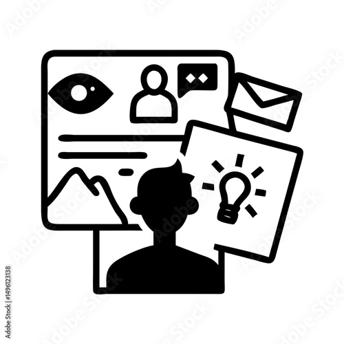 Creative process visualization icon design for business strategy and marketing solutions ideas
