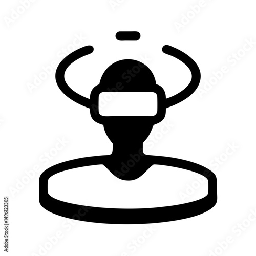 Virtual reality headset user icon for metaverse gaming and augmented reality experience design