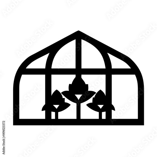 Explore greenhouse gardening vector icon design for sustainable agriculture and plant growth indoors