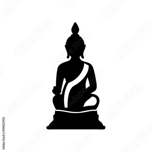 Find black buddha statue vector graphic illustration for meditation and spiritual design projects
