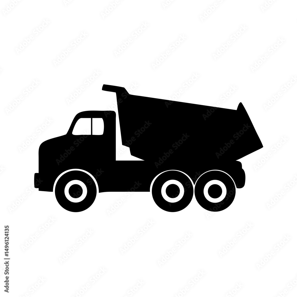 Fototapeta premium Dump truck vector graphic illustration black silhouette construction vehicle heavy equipment design icon 90