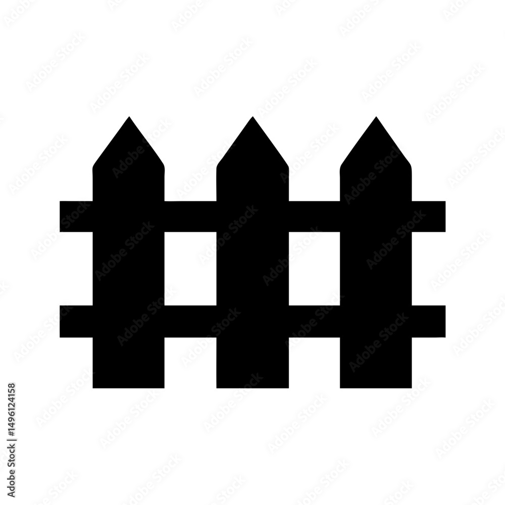 Fototapeta premium Black fence picket fence garden fence wooden fence boundary fence yard fence simple icon graphic