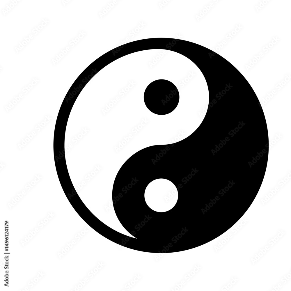 Yin yang symbol vector illustration of balance harmony duality in black and white design art Yin yang symbol vector illustration of balance harmony duality in black and white design art