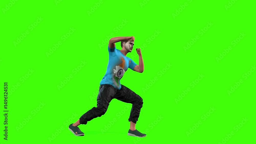 4k boy printed Indian flag, punch attack loop animation with a cycle view on green screen boxing concept, 3D character of a man fist hand fighting, right fist ready to fight on chroma key 4k boy printed Indian flag, punch attack loop animation with a cycle view on green screen boxing concept, 3D character of a man fist hand fighting, right fist ready to fight on chroma key