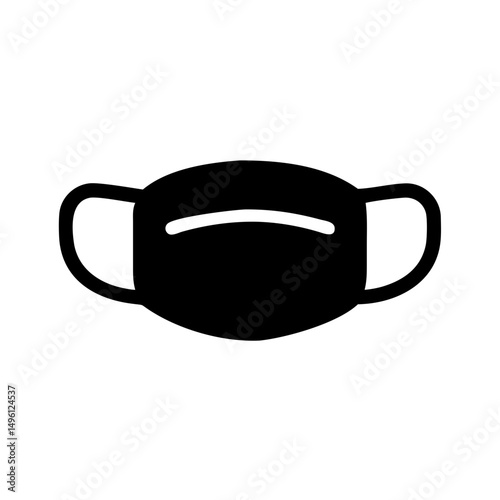 Face mask vector icon illustration for protection against virus and air pollution black mask design