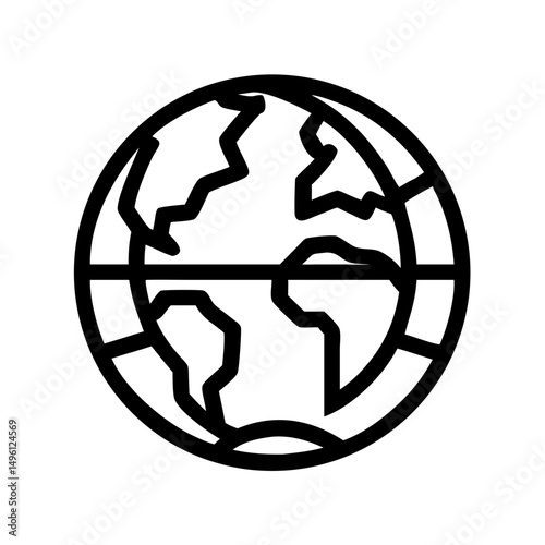 Globe earth world map geography global continents countries travel outline vector design icon graphic