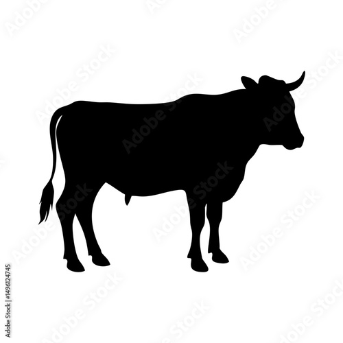 Isolated black silhouette of a bull vector illustration for farm animal design and decoration use