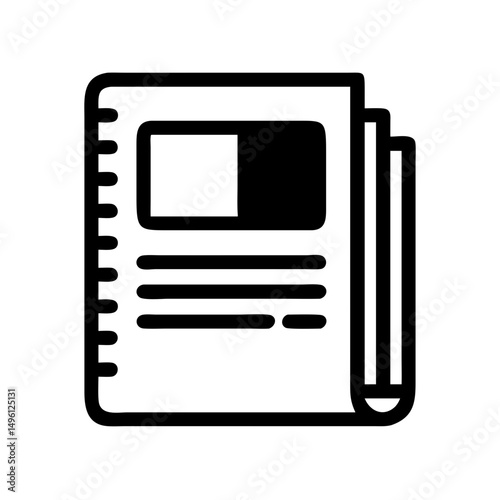 Vector illustration of a notebook with spiral binding and additional pages icon design