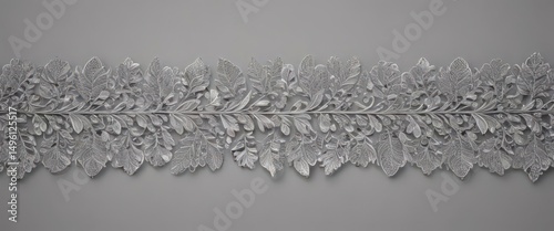 Intricate silver leaf lace border, shimmering, elegant design , border, reflecting