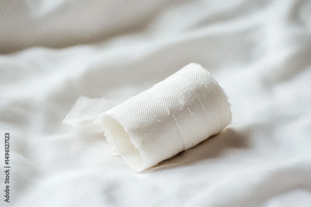Fototapeta premium Bandage roll resting on a soft surface