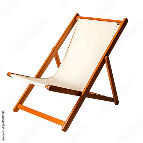 Elegant Compact Wooden Beach Chair with a Refined D Isolated on Transparent Background