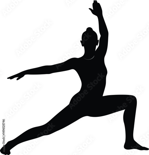 Minimalist Black and White Yoga Silhouette – Geometric Abstract Wellness Art