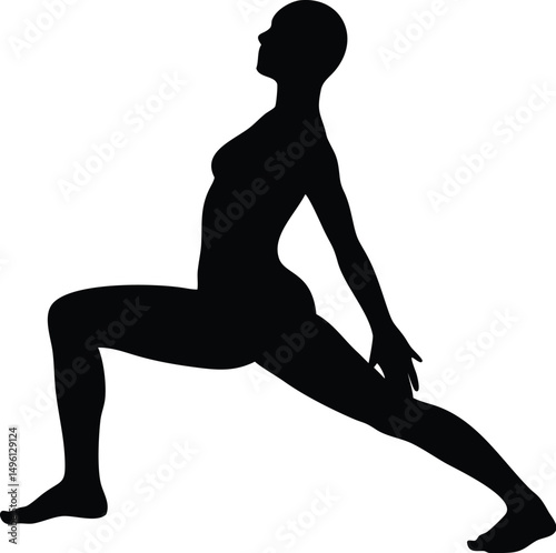 Minimalist Black and White Yoga Silhouette – Geometric Abstract Wellness Art