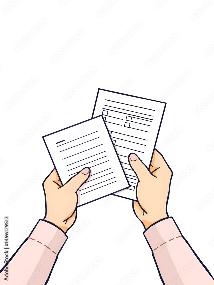 Fototapeta premium Vector illustration of the concept of hands holding voting ballots or test forms