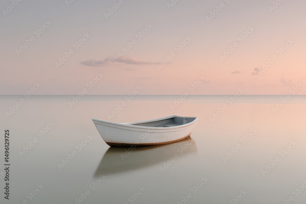 Naklejka premium serene dawn over tranquil bay with soft pastel colors reflecting on water