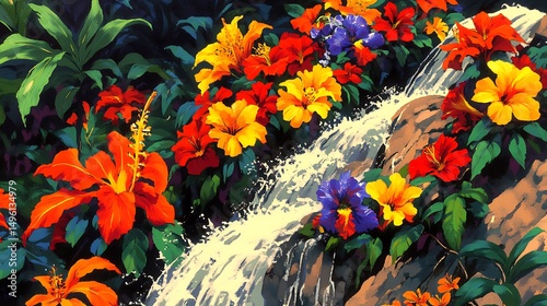 Tropical Waterfall Flowers.