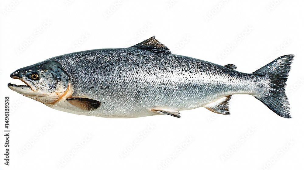 Obraz premium Premium Whole Salmon Fish Isolated on White Background for Culinary Designs