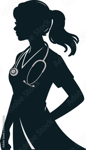 Silhouette of a healthcare professional with a stethoscope representing medical professions