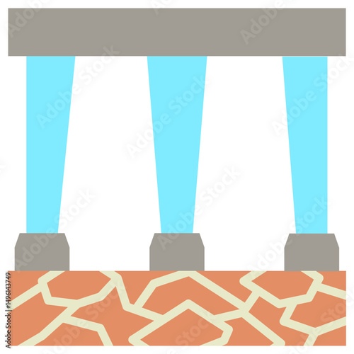 Abutment mini illustration flat color icon, use for civil engineering, industry, construction UI, UX kit, app and web development, digital or print.