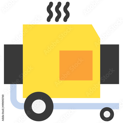 Asphalt Mixer mini illustration flat color icon, use for civil engineering, industry, construction UI, UX kit, app and web development, digital or print.
