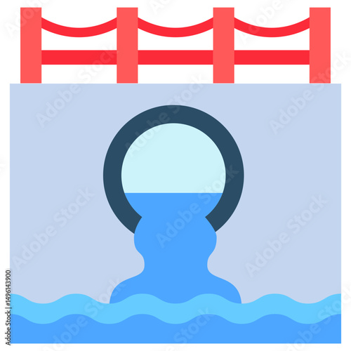 Culvert mini illustration flat color icon, use for civil engineering, industry, construction UI, UX kit, app and web development, digital or print.