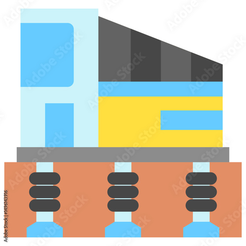 Damper mini illustration flat color icon, use for civil engineering, industry, construction UI, UX kit, app and web development, digital or print.