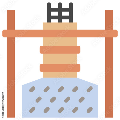 Formwork mini illustration flat color icon, use for civil engineering, industry, construction UI, UX kit, app and web development, digital or print.