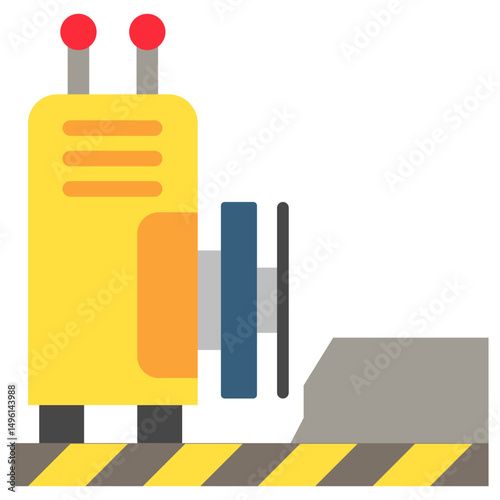 Curb Cutter mini illustration flat color icon, use for civil engineering, industry, construction UI, UX kit, app and web development, digital or print.