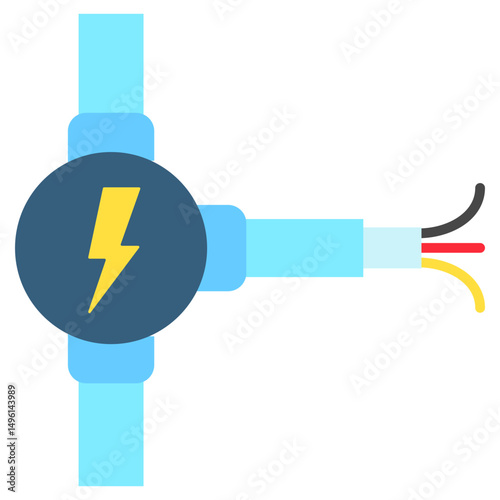 Conduit Pipe mini illustration flat color icon, use for civil engineering, industry, construction UI, UX kit, app and web development, digital or print.