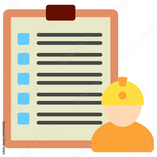 Plan Maker mini illustration flat color icon, use for civil engineering, industry, construction UI, UX kit, app and web development, digital or print.
