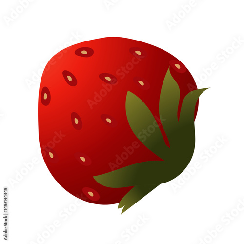 Strawberry. Ripe red berry close-up. Vector illustration isolated on white background.