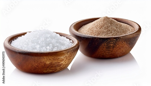 vinegar and salt classic combo for seasoning isolated on clear white background highly detailed