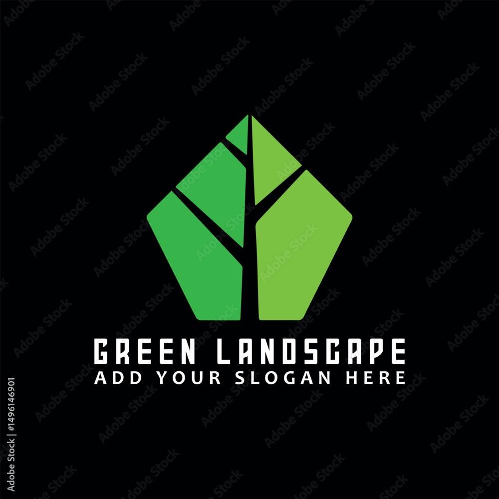 Fototapeta premium lawn care and green landscape logo design vector