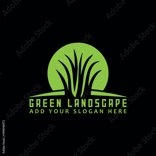 lawn care and green landscape logo design vector