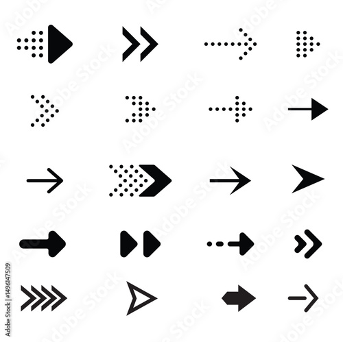 Collection of different shapes arrow, Arrow flat icons