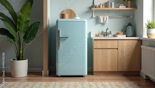 Compact, energy-efficient mini-fridge perfect for small spaces, red, grey, cord