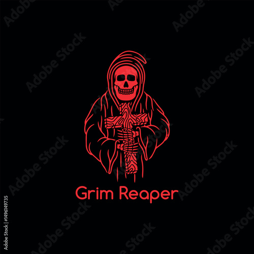 grim reaper ghost skull logo design vector